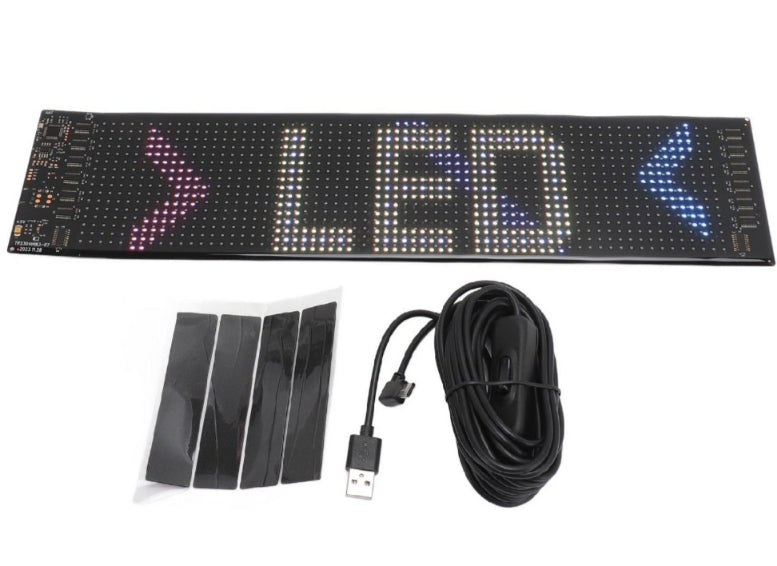 USB LED Pixel Tabela – Programlanabilir Kaydırmalı Yazı Paneli (Araba & Masaüstü) 37 cm