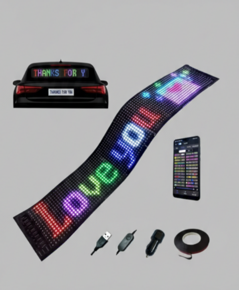USB LED Pixel Tabela – Programlanabilir Kaydırmalı Yazı Paneli (Araba & Masaüstü) 133 cm